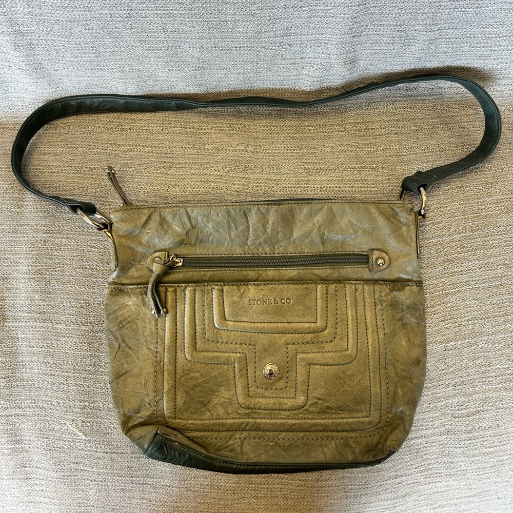 Like New Real Leather Stone & Co Crossbody Bag